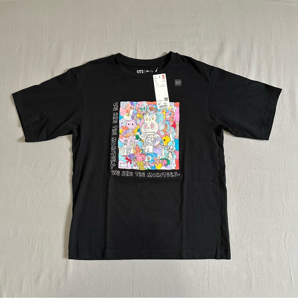 NWT Uniqlo UT x Labubu Pop Mart Graphic Tee S Black “We are the Monsters”